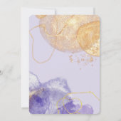 ラグジュアリーパープル&ゴールデン抽象芸術ブライダルシャワー 招待状 (裏面)