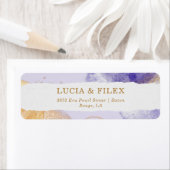 ラグジュアリーパープル&ゴールデン抽象芸術差出人住所 ラベル (インサイチュ)