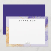 ラグジュアリーパープル&ゴールデン抽象芸術 サンキューカード (正面/裏面)