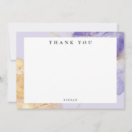 ラグジュアリーパープル&ゴールデン抽象芸術 サンキューカード
