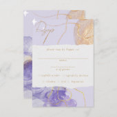 ラグジュアリーパープル&ゴールデン抽象芸術RSVP エンクロージャーカード (正面/裏面)