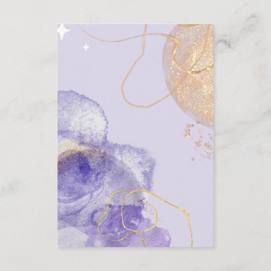 ラグジュアリーパープル&ゴールデン抽象芸術RSVP エンクロージャーカード (裏面)