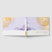 ラグジュアリーパープル&ゴールデン結婚抽象芸術 ゲストブック (全面)