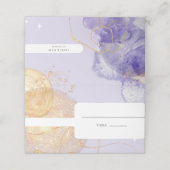 ラグジュアリーパープル&ゴールデン結婚抽象芸術 プレイスカード (外部開封)