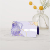 ラグジュアリーパープル&ゴールデン結婚抽象芸術 プレイスカード (裏面)