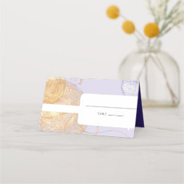 ラグジュアリーパープル&ゴールデン結婚抽象芸術 プレイスカード