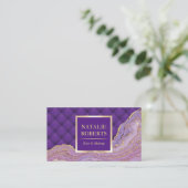 ラグジュアリーパープル&金ゴールドアゲートラグジュアリー美しいサロン 名刺 (スタンド正面)