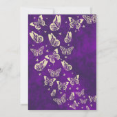 ラグジュアリーパープル&金ゴールドバタフライキンセアニェラパーティー 招待状 (裏面)