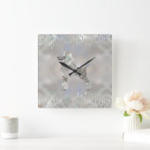 ラグジュアリーパールアンドアバロンプードル スクエア壁時計 (ホーム)