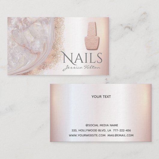 ラグジュアリーパールバラ金ゴールドアガートネイルサロン 名刺 (正面/裏面)