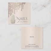 ラグジュアリーパール金ゴールドパティナドリップネイルサロン スクエア名刺 (正面/裏面)