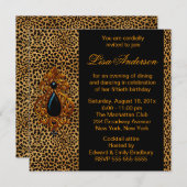 ラグジュアリーヒョウ誕生日パーティー 招待状 (正面/裏面)
