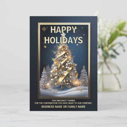 ラグジュアリービジネスクリスマスツリーの装飾の冬の雪 シーズンカード (スタンド正面)