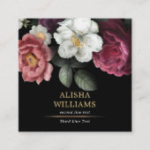 ラグジュアリービジネスフローラブラック金ゴールド スクエア名刺 (正面)