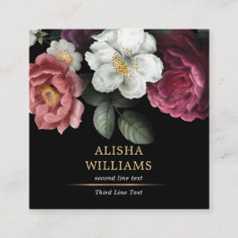 ラグジュアリービジネスフローラブラック金ゴールド スクエア名刺