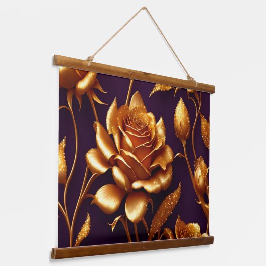 ラグジュアリービッグ金ゴールドバラモダンコレクション 吊り下げ型タペストリー (傾斜あり)