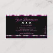 ラグジュアリーピンクとブラックきらめくダイヤスタイリッシュモンド 名刺 (裏面)