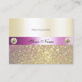 ラグジュアリーピンクと金ゴールドシメリーグリッターダイヤモンド 名刺 (正面)