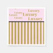 ラグジュアリーピンクと金ゴールド スタンダードカクテルナプキン (正面)