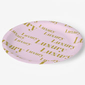 ラグジュアリーピンクと金ゴールド ペーパープレート (アングル)