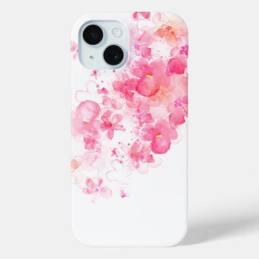 ラグジュアリーピンクの花フローラ水彩抽象芸術アート Case-Mate iPhoneケース (裏面)