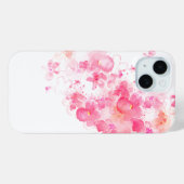 ラグジュアリーピンクの花フローラ水彩抽象芸術アート Case-Mate iPhoneケース (裏面 (横))