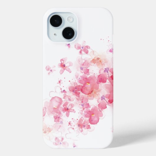 ラグジュアリーピンクの花フローラ水彩抽象芸術アート Case-Mate iPhoneケース (裏面)