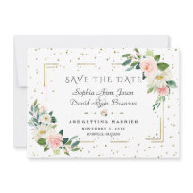 ラグジュアリーピンクの花金ゴールドフレーム結婚紙吹雪