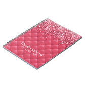ラグジュアリーピンクキルテモダンッドグリッタードリップガーリー ノートブック (左側)