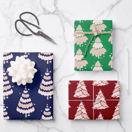 ラグジュアリーピンククリスマスツリーパタエレガントーンシンプル  ラッピングペーパーシート (正面)