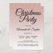 ラグジュアリーピンクグリッターグラデーションクリスマスパーティー 招待状 (正面/裏面)