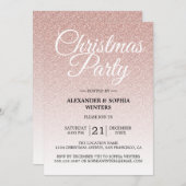 ラグジュアリーピンクグリッターグラデーションクリスマスパーティー 招待状 (正面/裏面)