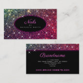 ラグジュアリーピンクグリッタートレンディールミニスターズ爪、 ネイル 名刺 (正面/裏面)