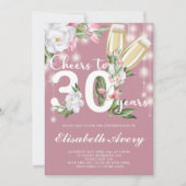 ラグジュアリーピンクシャンパンフローラ30th誕生日パーティー 招待状 (正面)