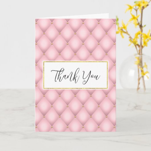 ラグジュアリーピンクタフテッドダイヤモンドパターンありがとう カード (黄色い花)