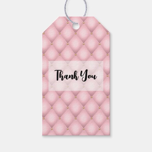 ラグジュアリーピンクタフテッドダイヤモンドパターンありがとう ギフトタグ (正面)