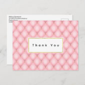 ラグジュアリーピンクタフテッドダイヤモンドパターンありがとう ポストカード (正面/裏面)