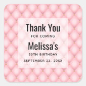 ラグジュアリーピンクタフテッドダイヤモンドパターン誕生日 スクエアシール (正面)