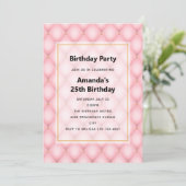 ラグジュアリーピンクタフテッドダイヤモンドパターン誕生日 招待状 (スタンド正面)