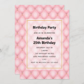 ラグジュアリーピンクタフテッドダイヤモンドパターン誕生日 招待状 (正面/裏面)