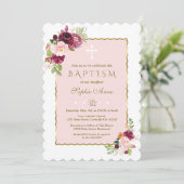 ラグジュアリーピンクバーガンディサフラン花金ゴールドバプテスマ 招待状 (スタンド正面)