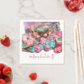 ラグジュアリーピンクパーソナライズされたカジノバチェロレッテ スタンダードカクテルナプキン (インサイチュ)