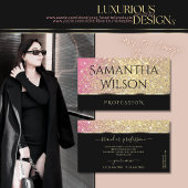 ラグジュアリーピンクパープルと金ゴールドグリッタースタースタイリッシュズ 名刺