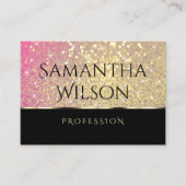 ラグジュアリーピンクパープルと金ゴールドグリッタースタースタイリッシュズ 名刺 (正面)