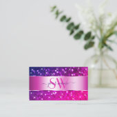 ラグジュアリーピンクパープルグラデーショングリッタースターイニシャル 名刺 (スタンド正面)