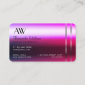 ラグジュアリーピンクパープルグラデーションシルバーデコールイニシャル 名刺 (裏面)