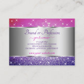 ラグジュアリーピンクパープルグリッター星装飾銀 名刺 (裏面)