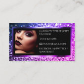 ラグジュアリーピンクパープルスパークルグリッター写真テンプレート 名刺 (裏面)