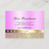 ラグジュアリーピンクパープル金ゴールドきらめくグリッターダイヤモンド 名刺 (裏面)