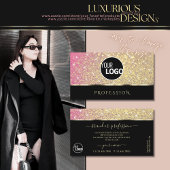 ラグジュアリーピンクパープル金ゴールドグリッタースターとロゴ 名刺